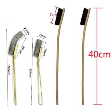 Bonaweite 3 Pack Bird Cage Brush, Wooden & Stainless Steel Long Handle Bird Cage Cleaner Brush, Poop Off Bird Cage Cleaning Brushes, Bird Cage Scraper Parrot Poop Remover Accessory