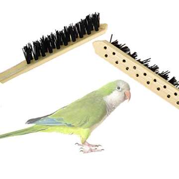 Bonaweite 3 Pack Bird Cage Brush, Wooden & Stainless Steel Long Handle Bird Cage Cleaner Brush, Poop Off Bird Cage Cleaning Brushes, Bird Cage Scraper Parrot Poop Remover Accessory