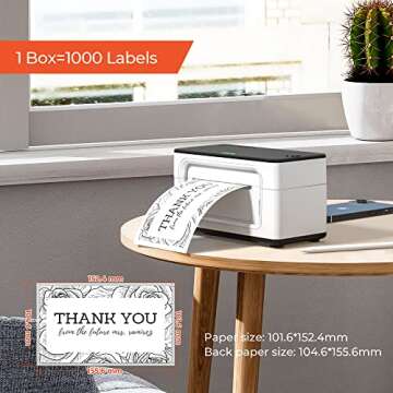 MUNBYN 4x6 Inch Direct Thermal Shipping Labels, 1000 Sheets (500 Pcs per Stack), Permanent Adhesive Fanfold Mailing Label Paper for Thermal Printers and Packages