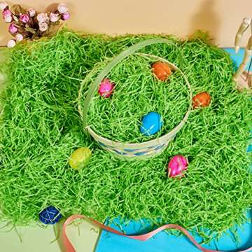 JOYIN 12 Oz Easter Fake Grass in 4 Colors Paper Shred Filler for Basket Filling, DIY Gift Wrapping, Party Decoration, Easter Egg Hunt