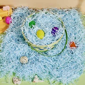 JOYIN 12 Oz Easter Fake Grass in 4 Colors Paper Shred Filler for Basket Filling, DIY Gift Wrapping, Party Decoration, Easter Egg Hunt