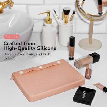 SILKLE Silicone Makeup Bag - Versatile Makeup Organizer with Buttons and Diamond Design, Travel Toil...