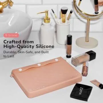 SILKLE Silicone Makeup Bag - Versatile Makeup Organizer with Buttons and Diamond Design, Travel Toil...