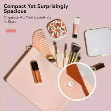 SILKLE Silicone Makeup Bag - Versatile Makeup Organizer with Buttons and Diamond Design, Travel Toiletry Bag and Makeup Brush Holder - Compact and Stylish Cosmetic Bag for Daily Use - Khaki