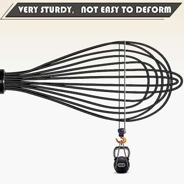 TEEVEA Silicone Whisk,Kitchen Silicone Whisks for Cooking Non Scratch,Wisking Tool Metal Wire Stainless Steel Whisk Egg Bread Silicone Wisk,Small Mini Heat Resistant Whisk 11-Inch,Black