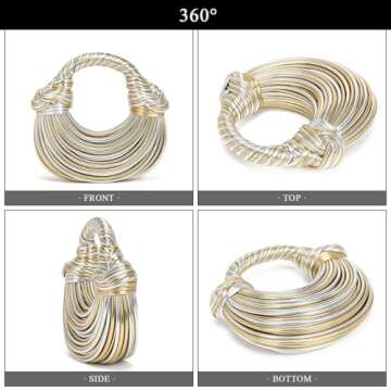 Extolove Women's Evening Handbags, Trendy Woven Clutch Purses for Women Formal Wedding (A Gold and Silver)