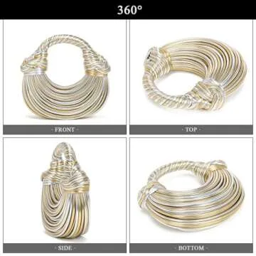 Extolove Women's Evening Handbags, Trendy Woven Clutch Purses for Women Formal Wedding (A Gold and Silver)