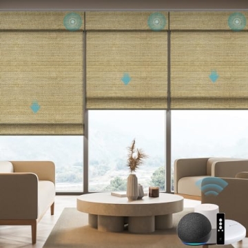 SmartWings Motorized Natural Woven Wood Blinds | Alexa/Google Home Compatible