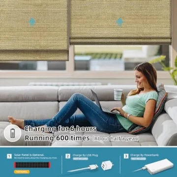 SmartWings Motorized Natural Woven Wood Blinds for Windows