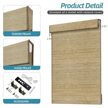 SmartWings Motorized Natural Woven Wood Blinds for Windows