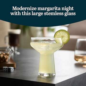 Libbey Stemless Margarita Glasses Set of 4, Classic, Lightweight Mixed Cocktail Glasses Set, Large M...