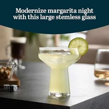 Libbey Stemless Margarita Glasses Set of 4, Classic, Lightweight Mixed Cocktail Glasses Set, Large M...