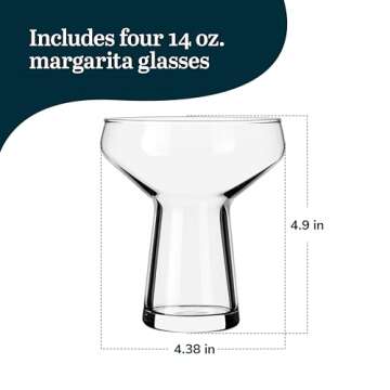 Libbey Stemless Margarita Glasses Set of 4, Classic, Lightweight Mixed Cocktail Glasses Set, Large Margarita Glasses Set for Cinco de Mayo, Parties