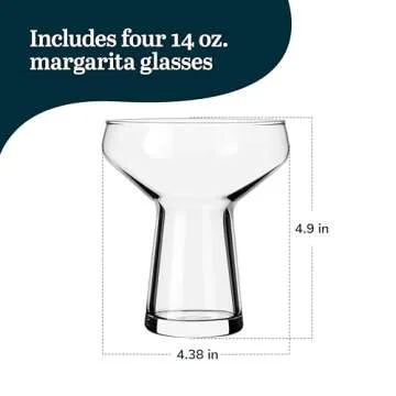 Libbey Stemless Margarita Glasses Set of 4, Classic, Lightweight Mixed Cocktail Glasses Set, Large Margarita Glasses Set for Cinco de Mayo, Parties
