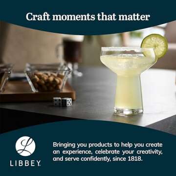 Libbey Stemless Margarita Glasses Set of 4, Classic, Lightweight Mixed Cocktail Glasses Set, Large Margarita Glasses Set for Cinco de Mayo, Parties