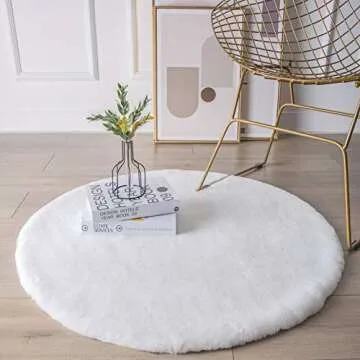 Soft Ashler Faux Rabbit Fur 3x3 ft Round Rug