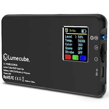 Lume Cube - LED Light RGB Panel Go - Adjustable Panel Go - Intelligent LCD Display - Photo Video Lighting - Long Battery Life - 3200 to 5600K Adjustable Color Temperature