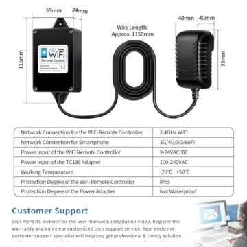 TOPENS TC196 Smart Gate & Garage Door Remote Control