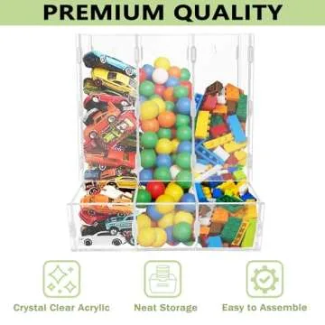 Montex Acrylic Wall Toy Dispenser, Play Room Organization Acrylic Wall Organizer Clear Hanging Organizer for Kid's Playroom, Blocks, Cars, Snacks (Three Compartment)