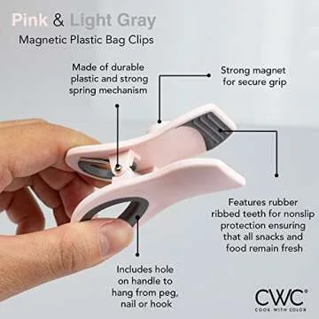 COOK WITH COLOR Food Bag Clips - Magnetic Snack Clips