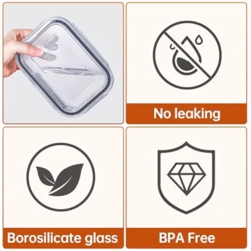 HOMBERKING 8 Pack Glass Food Storage Containers