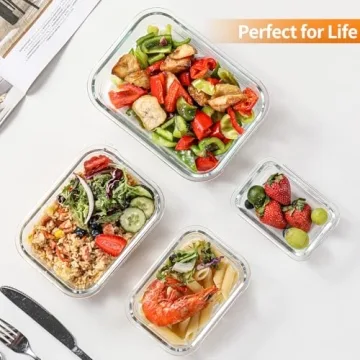 HOMBERKING 8 Pack Glass Food Storage Containers