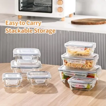 HOMBERKING 8 Pack Glass Food Storage Containers