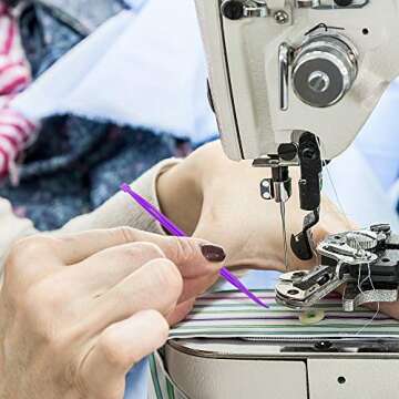 5 Pcs Purple Thang Sewing Tools Accessories Thread Rubber Band Tool Sewing Craft Quilting Tools for Craft Projects(Pink, Orange, Blue, Green, Purple)