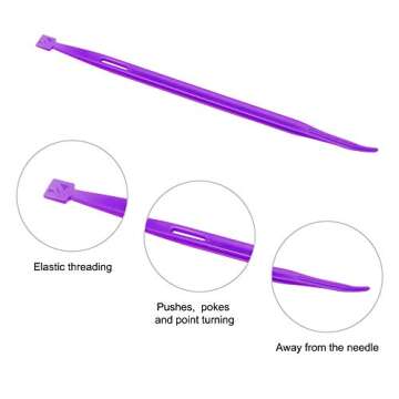5 Pcs Purple Thang Sewing Tools Accessories Thread Rubber Band Tool Sewing Craft Quilting Tools for Craft Projects(Pink, Orange, Blue, Green, Purple)