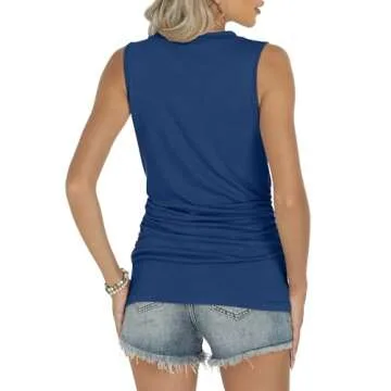 ANRABESS Women's Stylish Ruched Tank Top for Comfort
