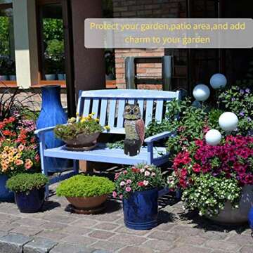 CTREE Owl Decoys to Scare Birds Away with Rotating Head,Natural Enemy Bird Deterrent Realistic Eyes & Waterproof Shape Fake Owl Scarecrow Bird Control