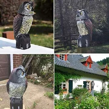 CTREE Owl Decoys to Scare Birds Away with Rotating Head,Natural Enemy Bird Deterrent Realistic Eyes & Waterproof Shape Fake Owl Scarecrow Bird Control