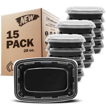 Freshware 15-Pack Meal Prep Containers - Versatile Bento Boxes for Home, School & Take-Out
