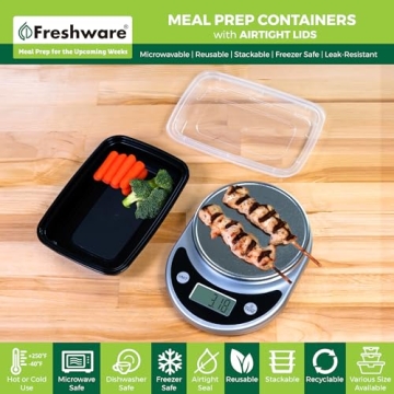 Durable Freshware Meal Prep Containers 15-Pack for Easy Storage