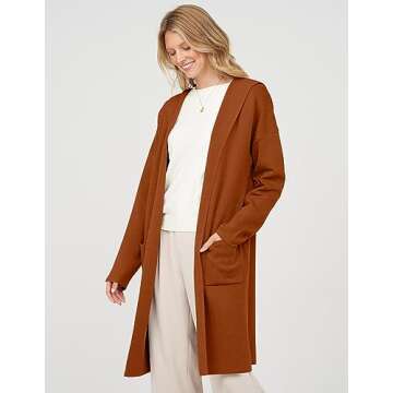 MEROKEETY Long Hooded Cardigan Sweater for Women