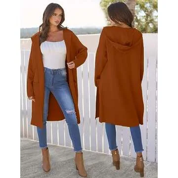 MEROKEETY Long Hooded Cardigan Sweater for Women