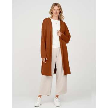 MEROKEETY Long Hooded Cardigan Sweater for Women