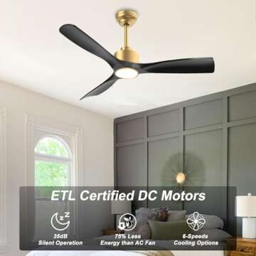 OFANTOP 52 Inch ETL Listed Quiet DC Motor High CFM Ceiling Fans with Lights Remote Control, Indoor O...