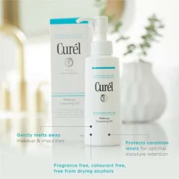 Curel Japanese Skin Care Makeup Cleansing Oil for Face, Oil-Based Makeup Remover for Dry, Sensitive Skin, Fragrance Free Facial Cleansing Oil, 5 Oz