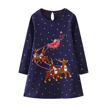 Charming Long Sleeve Cotton Dress for Girls 1-8
