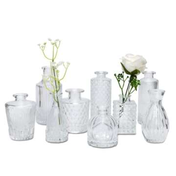 Glass Bud Vases Set of 10,Small Flower Vases for Wedding Centerpiece Table Decorations,Clear Vintage...