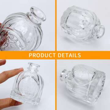 Glass Bud Vases Set of 10,Small Flower Vases for Wedding Centerpiece Table Decorations,Clear Vintage Embossed Mini Vases,Flower Arrangements in Vases for Party or Home Decor
