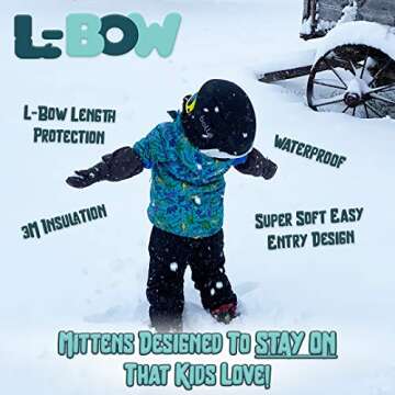 L-Bow Kids Mittens Waterproof Design for Warmth