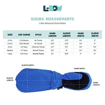 L-Bow Kids Mittens Waterproof Design for Warmth