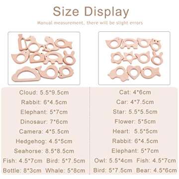 Promise Babe Wooden Baby Toys 11pc Bird Elephant Wood Montessori Toys Organic Infant Handmade Pendan...