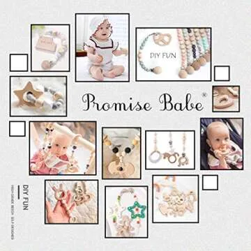 Promise Babe Wooden Baby Toys 11pc Bird Elephant Wood Montessori Toys Organic Infant Handmade Pendant Rings Set Shower GIFT