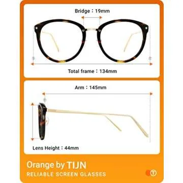 TIJN Blue Light Blocking Glasses, Computer Reading/Gaming/TV/Phones Glasses for Women Men,Anti Eyestrain & UV Glare