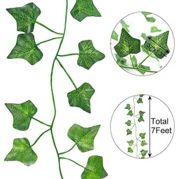 HATOKU Fake Ivy Garland - 12 Pack Artificial Vines