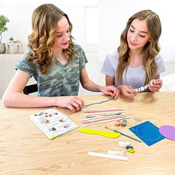 Hapinest Make Your Own Clay Jewelry Dish Craft Kit for Girls, Clay Art Kit, Clay Crafts Kit Arts and Crafts Kit for Girls Ages 8 9 10 11 12-14 Years Old & Up