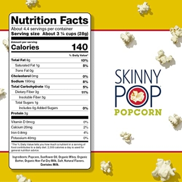 SkinnyPop Butter Popcorn Healthy Gluten Free Snack